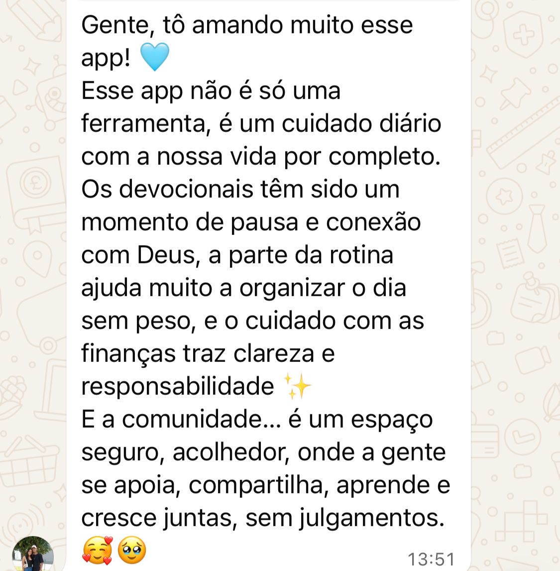 Print do feedback de uma membro do MVCLUB