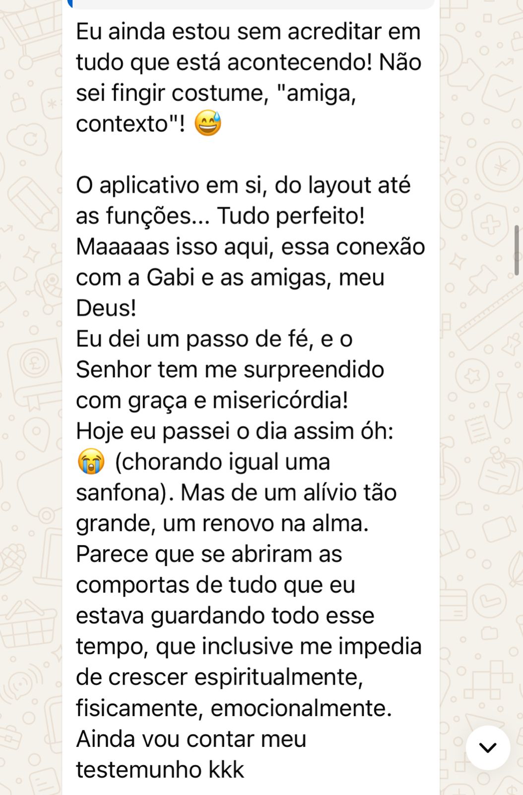 Print do feedback de uma membro do MVCLUB